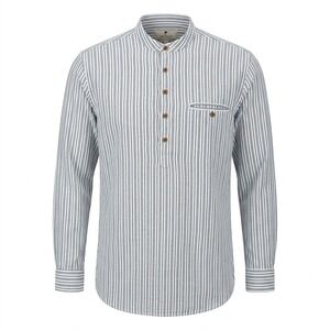 Lee Valley Ireland‎ Mens LARGE Blue Stripe Cotton Flannel Grandfather Shirt - CJ